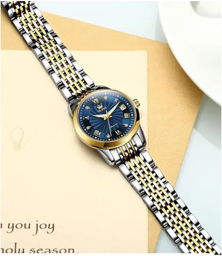 Miniatura 6 de OLEVS Relojes automáticos de diamante Tourbillon para mujer, de cuerda automática, de moda, de acero inoxidable, fase lunar, impermeable, luminoso