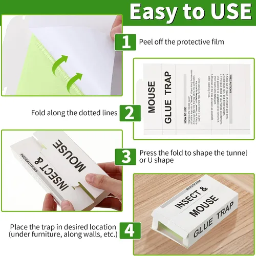Miniatura 5 de Qualirey Paquete de 10 trampas adhesivas para ratones, trampas verdes de alto contraste para ratones para interiores para el hogar, preperfumadas