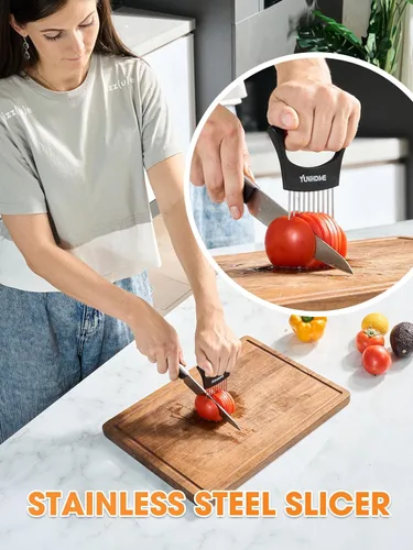 Miniatura 4 de Soporte para rebanar cebolla - Soporte de cebolla de acero inoxidable para rebanar - Cortador de tomate Herramienta de picadora de verduras