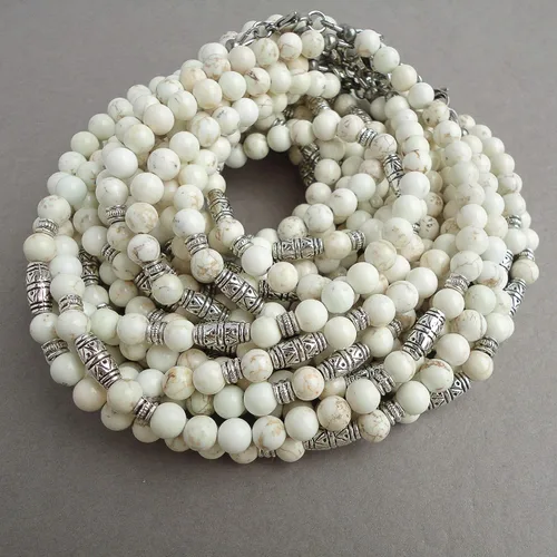 Miniatura 23 de Mami's Gem Studio Collar de cuentas para hombre, hecho a mano en Estados Unidos, piedras preciosas de 0.236 pulgadas y peltre estilo tribal