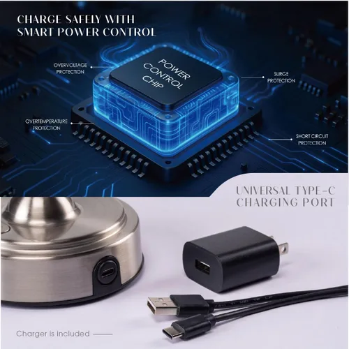 Miniatura 3 de O’Bright Seraph mini – Lámpara de mesa LED inalámbrica con regulador, batería recargable incorporada, 3 niveles de brillo, lámpara de mesa