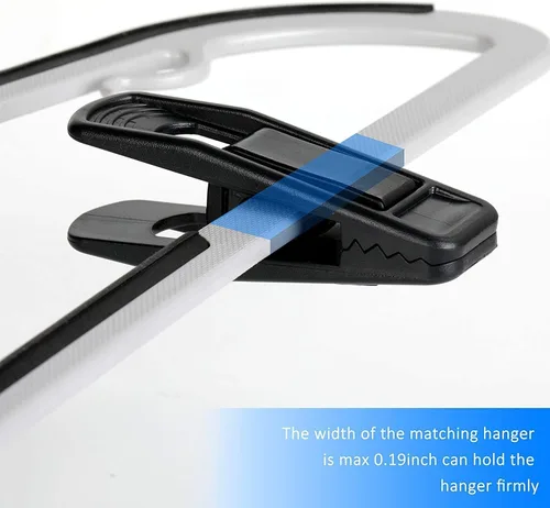 Miniatura 3 de Tinfol 60 ganchos negros para colgar ropa y 20 clips de plástico para colgar, gancho apilable que ahorra espacio para organizadores de armario