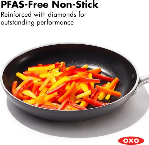 Miniatura 2 de OXO Sartén antiadherente de 10 pulgadas, mango de silicona sin BPA, apto para lavavajillas y horno, sartén de cerámica sin PFAS, color negro