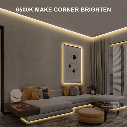 Miniatura 2 de Tira de luz LED COB de 32.8 pies con control remoto, 2700K Ra93+ regulable blanco cálido brillante luz LED COB tira de luz blanca para espejo