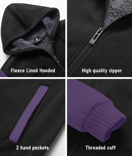 Miniatura 57 de SCODI Sudaderas con capucha para hombre, forro polar pesado, cremallera completa, forro de sherpa grueso, chaqueta con capucha