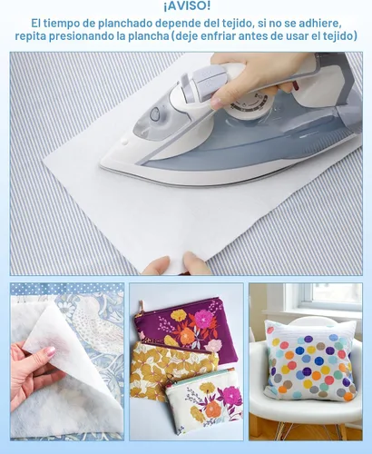 Miniatura 7 de PLANTIONAL Forro polar fusible planchado: 11.8 pulgadas x 10 yardas de peso medio loft unilateral para planchar en vellón fusible blanco