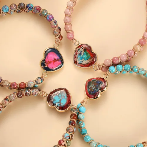 Miniatura 5 de Pulsera trenzada de nudo de flor de durazno ajustable para mujer, con texto en inglés "For Granddaughter A Link That Can Never Be Undo", pulsera