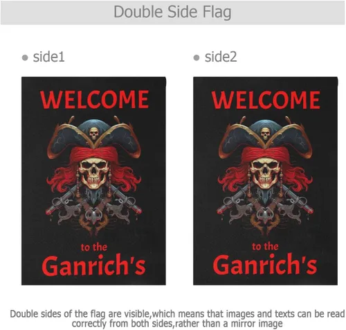 Miniatura 3 de Bandera de pirata de bienvenida personalizada con tu nombre, bandera de jardín de 12 x 18 pulgadas, bandera náutica de barco de doble cara, regalos