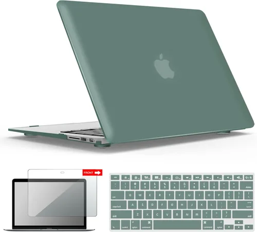 Miniatura 31 de iBenzer Carcasa rígida de plástico con superficie suave 3 en 1 y cubierta para teclado y protector de visualización para MacBook Air, Negro