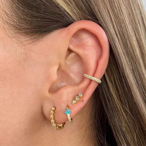 Miniatura 3 de VACRONA - Aretes tipo arracada de aro para mujer, chapados en oro de 14 quilates, diseño de Huggie