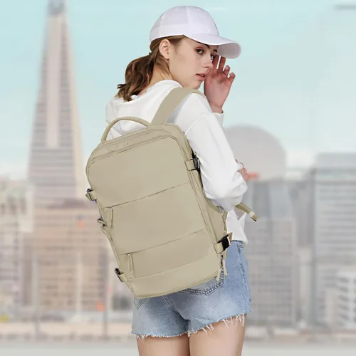 Miniatura 9 de coowoz Mochila grande de viaje para mujeres y hombres, mochila de transporte, mochila para senderismo impermeable para deportes al aire libre, Caqui