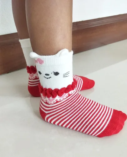 Miniatura 3 de RATIVE Non Skid Anti Slip Cotton Dress Crew Socks With Grips For Baby Infant Toddler Kids Girls