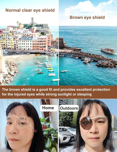 Miniatura 2 de AMZVIO 2 protectores de ojos para después de la cirugía de cataratas, parche de plástico transparente oscuro con correa para dormir de adultos