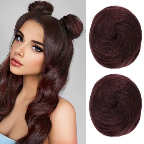 Miniatura 10 de REECHO Piezas de cabello Space Bun, 2 extensiones de moño mini con clip de pinza en extensiones de moño falsas de orejas de gato y desordenadas