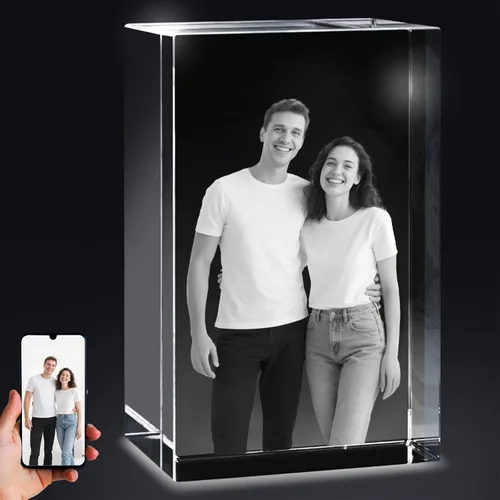 Foto de cristal 3D, marco rectangular de fotos de cristal, regalos de cumpleaños para hombres y mujeres, día de San Valentín, novio y novias,
