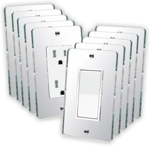 Miniatura 11 de 10 placas para interruptor de luz de espejo, salida de doble orificio de 4.72 x 2.91 pulgadas, cubierta de luz de interruptor, placas de pared