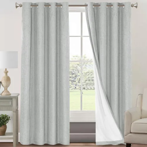 Miniatura 10 de Primitive - Cortinas opacas 100 % de lino texturizado natural para dormitorio, sala de estar, cortinas para ahorra energía, tela de arpillera