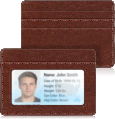 Miniatura 26 de Fintie Billetera delgada y minimalista para bolsillo frontal, con bloqueo RFID, tarjetero y ventana de identificación, para hombre o mujer
