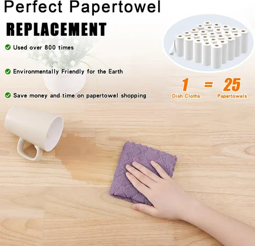 Miniatura 8 de Homaxy - Paquete de 12 trapos de cocina (10 x 10 pulgadas, morado), de terciopelo coral, supersuaves y absorbentes, de secado rápido, paño