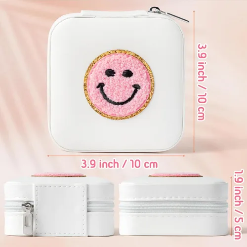 Miniatura 2 de Pequeño estuche de joyería de viaje preppy para mujer, mini organizador de joyas para viajes, caja de joyería de viaje preppy para anillos, aretes