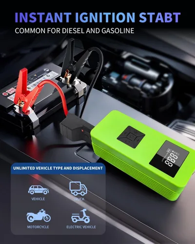 Miniatura 5 de Arrancador de Batería de Coche Portátil con Compresor de Aire, Caja de Arranque de 150 PSI de Pico de 8000 A para hasta 6.0 L de Gasolina/3.0 L
