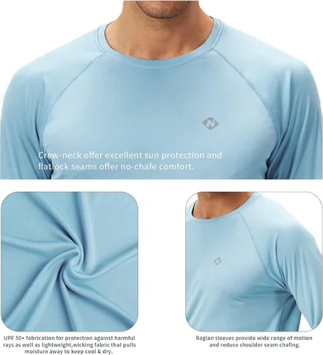 Miniatura 5 de NAVISKIN Camisas de protección contra erupciones para hombre, camisetas de natación FPU 50+ con protección solar ultravioleta, camisas de manga