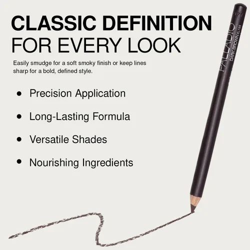 Miniatura 6 de Palladio Lápiz delineador de ojos de madera, forma de lápiz fina, fácil aplicación, fórmula firme pero suave, ojos perfectamente delineados, Marrón