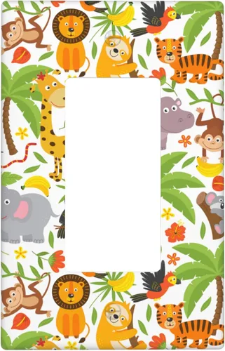 Miniatura 51 de Cubierta de interruptor de luz de animales de la jungla Tigre Koala Jirafa linda, cubierta de interruptor de pared de palanca única decorativa de 1