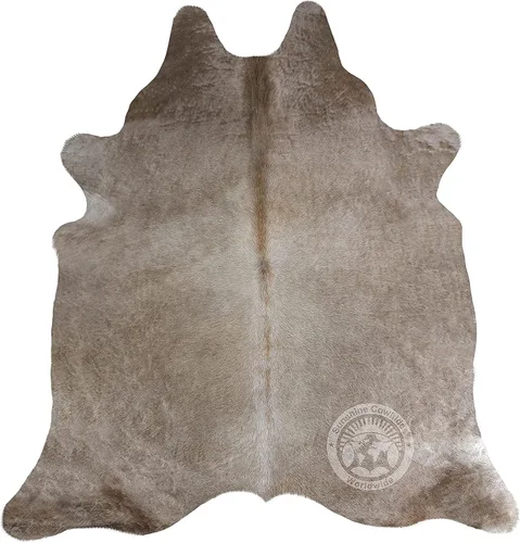 Miniatura 7 de Sunshine Cowhides Alfombra de piel de vaca 100% genuina, color gris topo, alfombra de piel de animal de estilo moderno y alfombra para sala