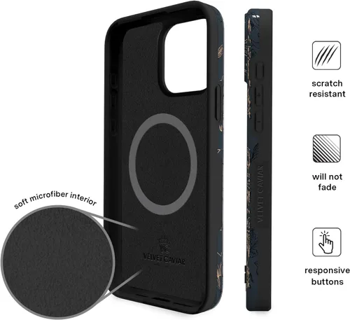 Miniatura 6 de VELVET CAVIAR Funda para iPhone 15 Pro Max con diseño de flores florales, compatible con MagSafe, probada en caídas de 10 pies, color gris mate, oro