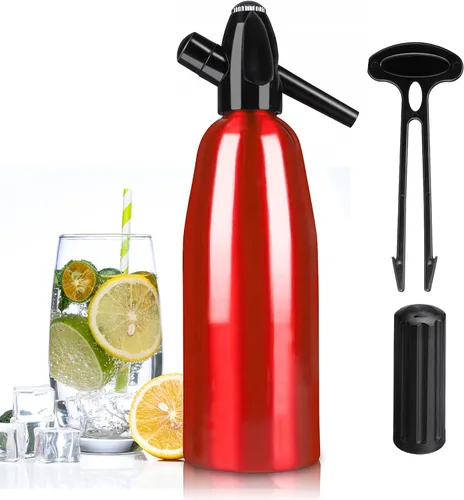 Sifón de soda, máquina de agua carbonatada de 1 litro, máquina de refrescos, máquina portátil de agua con gas de aluminio para el hogar, bar, hacer