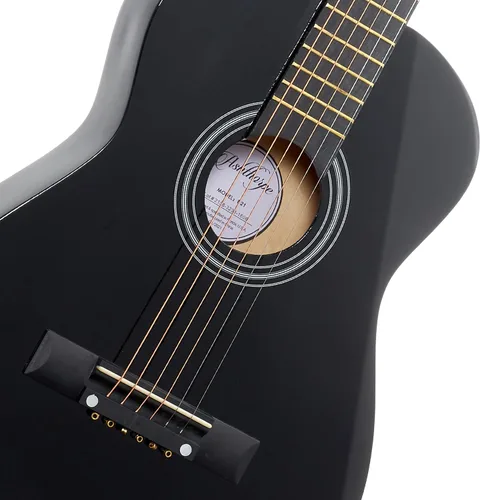 Miniatura 2 de Ashthorpe - Paquete de guitarra acústica para principiantes de 30 pulgadas (negro), kit básico de iniciación con funda, cuerdas, correa, afinador
