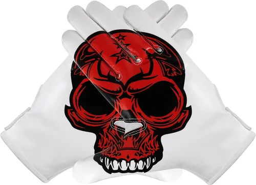 Miniatura 5 de Glorious Traders Adult & Youth Football Gloves - Ultimate Performance Booster with Super Sticky Grip Blanco y rojo