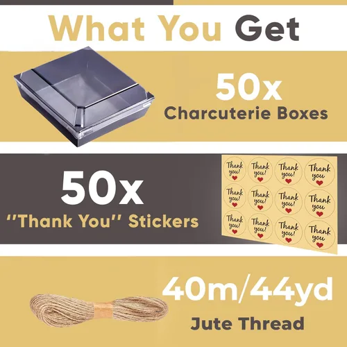Miniatura 6 de Paquete de 100 cajas de embutidos de 5 pulgadas con tapas transparentes y tenedores – Tabla de papel individual para llevar con tapa, recipientes