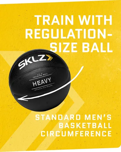 Miniatura 4 de SKLZ Balón de baloncesto de entrenamiento con peso, pelota de entrenamiento pesado de 29.5 pulgadas - 3 libras - Negro, construcción de cuero