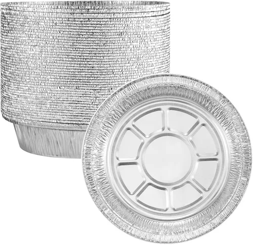 Miniatura 10 de Sartenes redondos de papel de aluminio de 7 pulgadas con tapas transparentes, paquete de 50 Apto para horno y congelador, diseño desechable, ideal