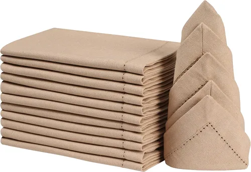 Juego de 12 servilletas de tela con vainica, servilletas de tela, servilletas de algodón lavables, servilletas de algodón lavables, servilletas de