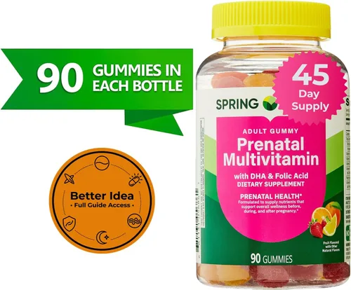 Miniatura 6 de Gomitas multivitamínicas prenatales con DHA y ácido fólico, 90 unidades, suministro para 45 días, apoyo diario de bienestar prenatal antes, durante