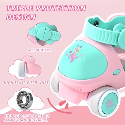Miniatura 6 de Patines Infantiles Ajustables de Cuatro Ruedas para Niños y Niñas, con Ruedas con Bloqueo para Principiantes, Bebes, Edad de 2 a 6 Años