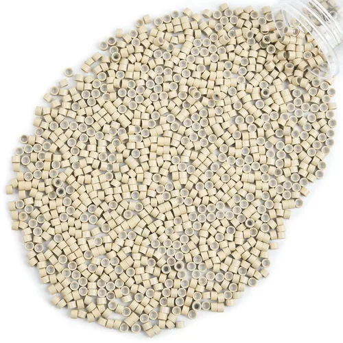 Miniatura 67 de Vlasy 100 Piezas Cuentas de Nano Anillo con Forro de Silicona para Extensiones de Cabello Humano con Nano Anillo 5 Colores Opcionales (Negro)