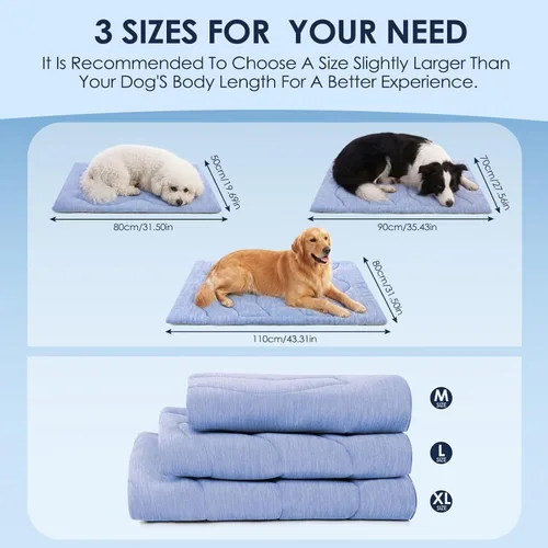 Miniatura 4 de ASENKU Tapete refrescante para perros, portátil y duradero, absorción física del calor, cama refrescante antideslizante y transpirable de verano Azul