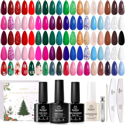 Miniatura 14 de Beetles - Juego de esmaltes de uñas de gel, 20 colores, colección Cozy Campfire Shade, juego de esmaltes de gel naranja, amarillo, verde, marrón