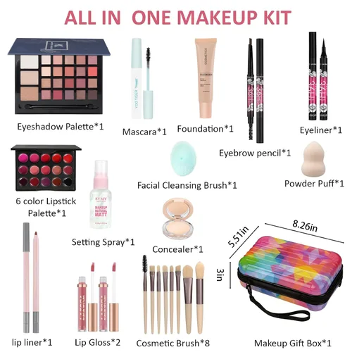 Miniatura 2 de Kit de maquillaje todo en uno para adolescentes, juego de regalo de maquillaje para mujeres, caja de regalo para las fiestas, paquete esencial