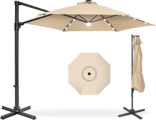 Miniatura 32 de Best Choice Products - Paraguas solar LED de 10 pies para colgar en el mercado o patio Gris