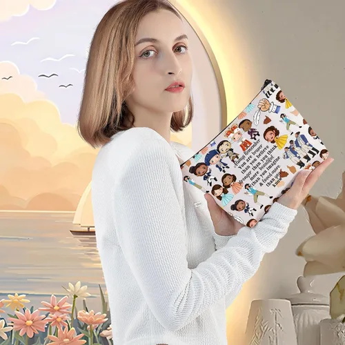 Miniatura 5 de LEVLO Bolsa de cosméticos musicales Musicales You Are Braver Stronger Smarter Than You Think Theater Makeup Bag, Personajes siempre amplios, Bolsa