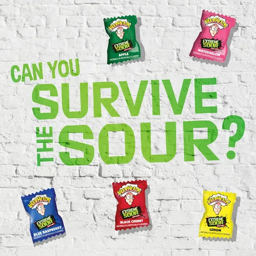 Miniatura 3 de WARHEADS - Extreme Sour Hard Candy - Sabores de manzana agria, cereza negra, frambuesa azul, limón y sandía - Bolsas de 1 onza - Paquete de 12