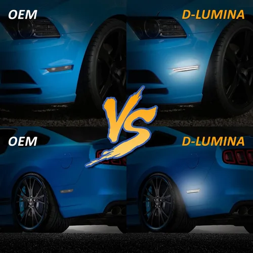 Miniatura 4 de Luces de posición laterales LED D-Lumina de doble fila en blanco, compatibles con Ford Mustang 2010-2014, lente ahumada, marcadores laterales