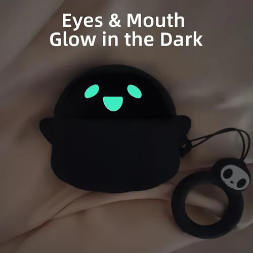 Miniatura 2 de Funda para AirPods 4 2024 con kit de limpieza, [Eye can Glow in the Dark], fundas lindas de fantasma de anime para AirPods serie de 4ª