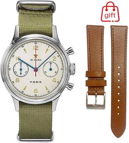 Miniatura 2 de Retro-Chronograph 1963 Original ST1901 Movement Men Mechanical Watch Hand Winding Sapphire & Acrylic Mirror Pilot Wristwatch
