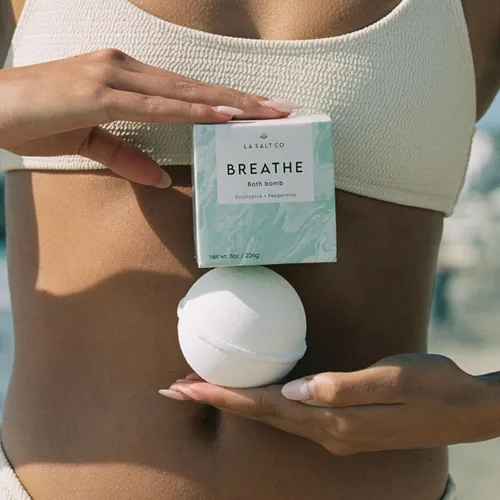 Miniatura 6 de LA SALT CO Breathe - Bomba de baño, 8 onzas, grande, hecha a mano con ingredientes naturales, sal del Himalaya rica en minerales, libre de crueldad
